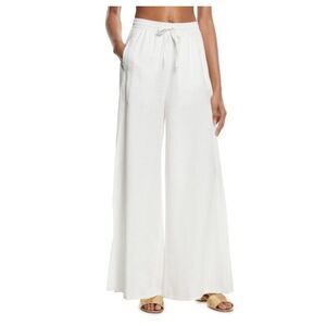 Onia Chloe White Wide-Leg Split Hem‎ Pant